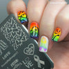 LGBT Pride Love Rainbow Square Nail Art Stamping Plate Heartbeat Theme For Manicure