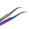 Rainbow Aurora Curved Steel Tweezers Rhinestone Picker Manicure Nail Tool