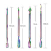 Double-end Rainbow Aurora Stainless Steel Cuticle Pusher Remover Nail Tool