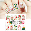 Santa Claus Christmas Tree Jingling Bell Water Decals Transfer Christmas Nail Art Stickers BBB019
