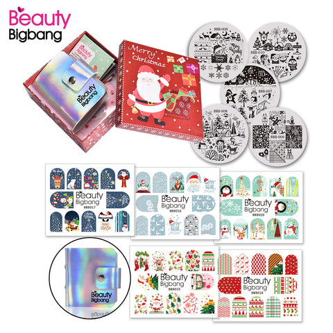 12Pcs Multiple Pattern Nail Stamping Plates Kit With Clear Jelly Stamper  For Nail Art Starter