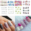 Mixed Flowers Butterfly Design Water Decals Transfer Nail Stickers For Manicure