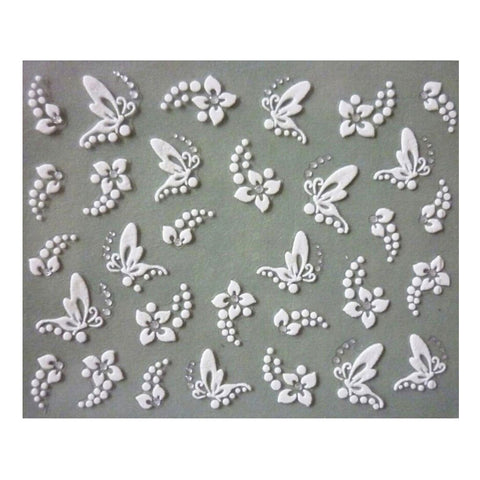 3D Sliver Flowers Butterflies Rhinestone Nail Art Stickers For Manicure