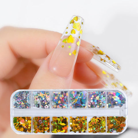 Valentine's Day Mixed Color 3D Ultrathin Sequins Nail Glitter Flakes Sparkly DIY Tips Dazzling Paillette Nail Art Decorations