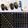 1 Sheet 3D Gold Metal Butterfly Geometry Shape Nail Art Stickers