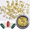 1 Box Christmas Metal Slices Mix Butterfly Heart 3D Metallic Gold Nail Decoration