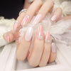24 Pieces Pure Color Pointed Nails With Small Rhinestones Fake Nails