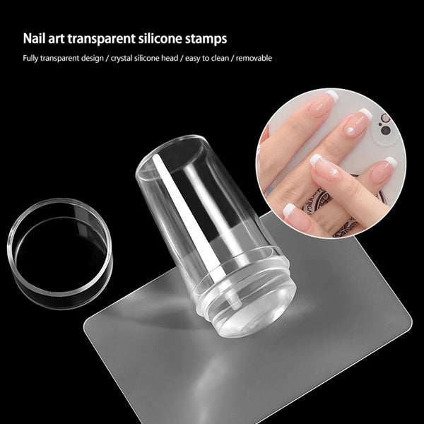 New Clear Jelly Silicone Nail Art Stamper Scraper Transparent Nail