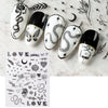 Nail art stickers with self-adhesive slider, black and white nail art sheet, love letters, heart, image transfer
