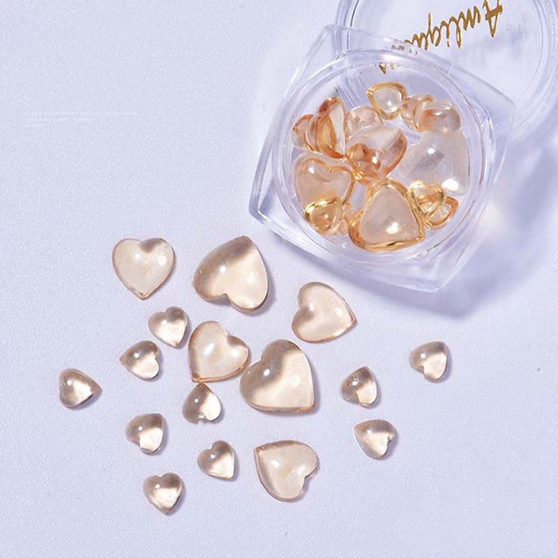 SANNXIX 3D Aurora Heart Nail Charms 200 Pcs Shiny Heart Nail Art