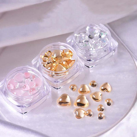 Valentine's Day Colorful Shiny Love Heart 3D Nail Art Decoration Champagne Mica Symphony Aurora Nail Jewelry Elegant Charms Manicure Accessories