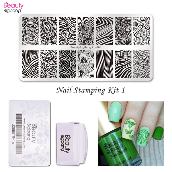 4Pcs/Set Water Marble Stamping Plate With Polish & Stamper For Nail Stamping Starter Kit
