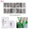 4Pcs/Set Water Marble Stamping Plate With Polish & Stamper For Nail Stamping Starter Kit