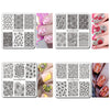 12Pcs Multiple Pattern Nail Stamping Plates Kit With Clear Jelly Stamper For Nail Art Starter