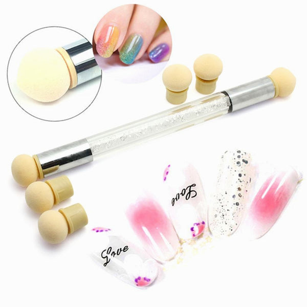 Double-ended Gradient Shading Nail Brush With 4Pcs Replacement Sponge Heads Nail Tool