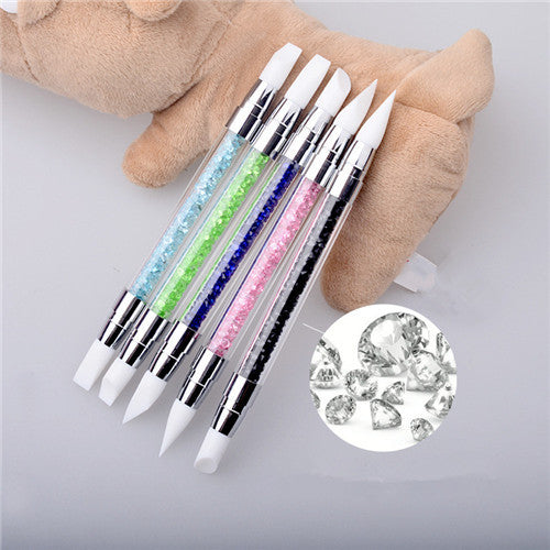 Nail Brush Set 5pcs Dual-Ended Silicone Sculpture Carving Manicure Painting  Dotting Brush Nail Tip Tool